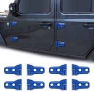 🚪 cherocar blue door hinge covers protector decoration kits for jeep wrangler jl jlu 2018-2020 and gladiator jt 2020, exterior accessories - 8pack logo