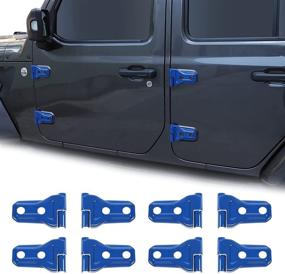 img 4 attached to 🚪 CheroCar Blue Door Hinge Covers Protector Decoration Kits for Jeep Wrangler JL JLU 2018-2020 and Gladiator JT 2020, Exterior Accessories - 8Pack
