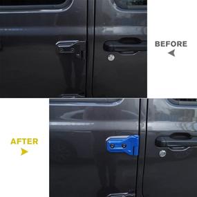 img 3 attached to 🚪 CheroCar Blue Door Hinge Covers Protector Decoration Kits for Jeep Wrangler JL JLU 2018-2020 and Gladiator JT 2020, Exterior Accessories - 8Pack