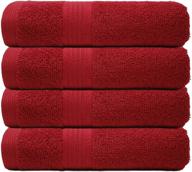 trident fresh hand towels, set of 4, 100% cotton, highly absorbent bathroom hand towels, super soft salon towels (red) logo