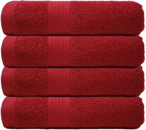 img 4 attached to TRIDENT Fresh Hand Towels, Set of 4, 100% Cotton, Highly Absorbent Bathroom Hand Towels, Super Soft Salon Towels (Red)