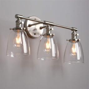 img 1 attached to 🛠️ Phansthy Industrial Wall Sconce with 3 Lights - Brushed Nickel Wall Lamp featuring 5.6 Inches Clear Glass Dome Canopy (Brushed Finish)