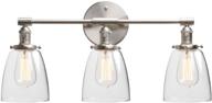 🛠️ phansthy industrial wall sconce with 3 lights - brushed nickel wall lamp featuring 5.6 inches clear glass dome canopy (brushed finish) логотип