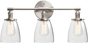 img 4 attached to 🛠️ Phansthy Industrial Wall Sconce with 3 Lights - Brushed Nickel Wall Lamp featuring 5.6 Inches Clear Glass Dome Canopy (Brushed Finish)