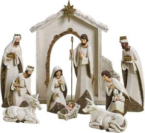 img 1 attached to 🎄 New 31379 Roman Ivory and Gold Christmas Nativity Set - 10 Piece Holiday Decoration