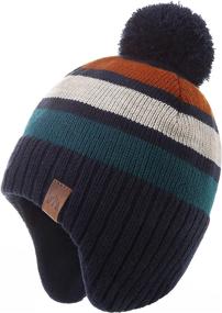 img 4 attached to 🧢 Beanies with Earflap Upgrade and Fleece Lining: Stylish Boys' Hats & Caps for Extra Warmth