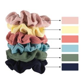 img 3 attached to 🎀 YOHAMA 6-Piece Elastic Hair Scrunchies in Fashion Solid Colors, Ideal for Girls and Women, Perfect for Ponytail Decoration, Bun, Dance Competitions, and Hairstyling.