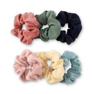 🎀 yohama 6-piece elastic hair scrunchies in fashion solid colors, ideal for girls and women, perfect for ponytail decoration, bun, dance competitions, and hairstyling. logo