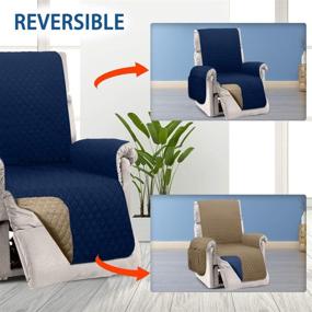 img 2 attached to 💦 Water Resistant Reversible Recliner Slipcover with Side Pockets - Washable & Pet-Friendly: HONEST OUTFITTERS 30In Navy Blue & Brown