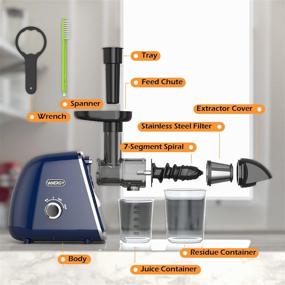 img 2 attached to Fezen Cold Press Juicer: Silent Motor & Reverse Function Extractor (Blue)