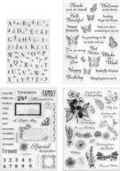 clear silicone stamps for card making - 4 sheets, katfort transparent alphabet stamps for scrapbooking, journaling, crafting, diy projects logo