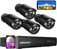 📷 smonet 5мп 8ch лайт домашняя система камер видеонаблюдения с 1тб hdd - водонепроницаемые пулевидные камеры, ночное видение, удаленный просмотр и оповещения через приложение логотип
