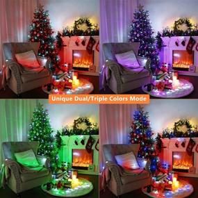 img 2 attached to 🎄 Brizled RGB Christmas String Lights, 66ft 200 LED Color Changing Xmas Lights with Remote, Dual/Triple Color Xmas Tree Lights USB + Adapter, Fairy Lights PVC Wire for Christmas Tree Party Home