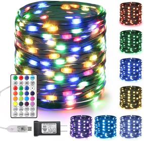 img 4 attached to 🎄 Brizled RGB Christmas String Lights, 66ft 200 LED Color Changing Xmas Lights with Remote, Dual/Triple Color Xmas Tree Lights USB + Adapter, Fairy Lights PVC Wire for Christmas Tree Party Home