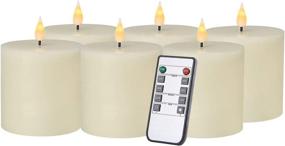 img 4 attached to 🎄 QIKADSEN Ivory LED Christmas Candles - Flickering, Set of 6, 3x3 Inch, Ideal Gift for Family and Friends