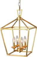 🏮 enhance your décor with the 4-light gold chandelier lantern pendant light: ideal for kitchen, dining room, entryway, foyer | antique hanging ceiling fixture with adjustable chain in exquisite gold leaf finish logo