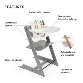 img 3 attached to 🪑 Stokke Tripp Trapp High Chair Bundle: Storm Grey with Sweet Hearts - Adjustable, Convertible, All-in-One High Chair for Babies & Toddlers, Including Cushion and Tray