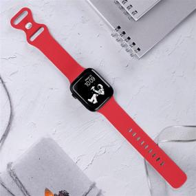 img 3 attached to 📱 STG Спортивный ремешок для часов - совместимый с ремешком для Apple Watch 38мм 40мм 42мм 44мм, мягкий силиконовый запасной спортивный ремешок для iWatch SE серии 6/5/4/3/2/1 (38/40мм, красный) - Улучшенный SEO