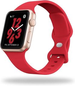 img 4 attached to 📱 STG Спортивный ремешок для часов - совместимый с ремешком для Apple Watch 38мм 40мм 42мм 44мм, мягкий силиконовый запасной спортивный ремешок для iWatch SE серии 6/5/4/3/2/1 (38/40мм, красный) - Улучшенный SEO