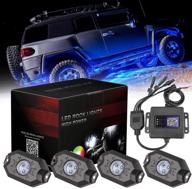 набор светом "rgb led rock light kit - moso led 4 rgb led pods with bluetooth remote control for atv suv off-road truck boat marine - многоцветные неоновые подсветки с несколькими режимами для камней логотип