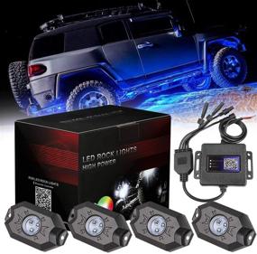 img 4 attached to Набор светом "RGB LED Rock Light Kit - Moso LED 4 RGB LED Pods with Bluetooth Remote Control for ATV SUV Off-Road Truck Boat Marine - Многоцветные неоновые подсветки с несколькими режимами для камней