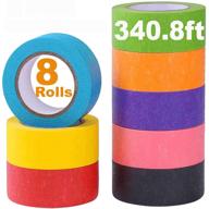 🌈 vibrant rainbow colored masking tape for kids crafts, labeling, and decorating - 8 rolls, 1 inch x 14.2yards logo