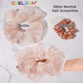 img 3 attached to 🎀 XL Big Organza Scrunchies - Oversized Satin Hair Ties for Thick Hair - Super Stretchy Jumbo Bling Hair Accessories 6 Pack