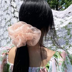 img 1 attached to 🎀 XL Big Organza Scrunchies - Oversized Satin Hair Ties for Thick Hair - Super Stretchy Jumbo Bling Hair Accessories 6 Pack