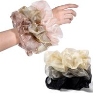 🎀 xl big organza scrunchies - oversized satin hair ties for thick hair - super stretchy jumbo bling hair accessories 6 pack logo