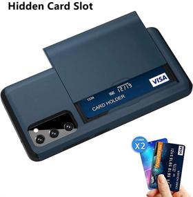 img 1 attached to Чехол-кошелек Aulzaju для Samsung A52 с секретным держателем кредитных карт и функцией поглощения ударов, бронированный бампер из прочного пластика, двойной гибридный защитный чехол с подставкой для телефона для Galaxy A52 (синий)