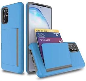 img 4 attached to Чехол-кошелек Aulzaju для Samsung A52 с секретным держателем кредитных карт и функцией поглощения ударов, бронированный бампер из прочного пластика, двойной гибридный защитный чехол с подставкой для телефона для Galaxy A52 (синий)
