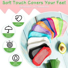 img 2 attached to 🔺 13 Pairs of Women's Non Slip Skid Socks with Grips - Vibrant Colors for Anti-Skid Yoga, Pilates, Ballet, and Barre