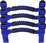 set of 4 blue roll bar grab handles for jeep wrangler yj tj jk jku jl jlu sports sahara freedom rubicon x & unlimited 1955-2021 logo