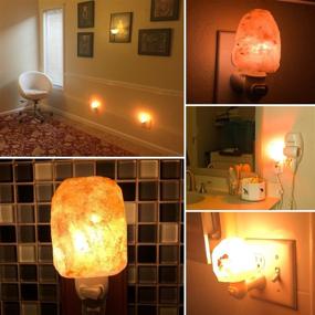 img 1 attached to 2-Pack Pink Himalayan Salt Night Light Lamps, Natural Mini Carved Crystal Salt Lamp for Bedroom Decoration, Wall Lighting with Bulbs, Safety Certified Wall Plug