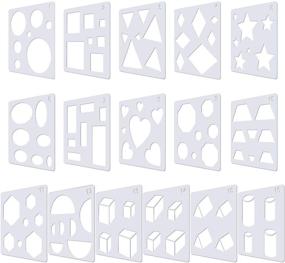 img 4 attached to Reusable Kids Drawing Stencils - 16 Plastic Stencil Templates with Geometry Shapes for DIY Painting Activities at Home, Classroom, and Crafts