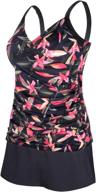 👙 jinxueer plus size swimsuits - ruched modest swimdress with floral tankini top and skirt bottom - women's two piece bathing suit logo