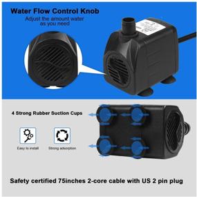 img 1 attached to 🐠 JEREPET 10W 160 GPH Small Fountain Water Pump - Ultra Quiet Submersible Pumps for Aquariums, Fountains, Statuary, Ponds, Fish Tanks, Hydroponics - US Plug