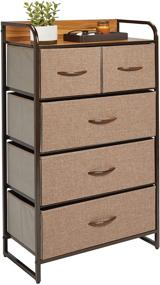 img 4 attached to 🗄️ mDesign Tall Dresser Storage Chest - Versatile Vanity Furniture Cabinet Tower for Organizing Bedroom, Office, and Closet - Textured Print - 5 Convenient Removable Drawers - Coffee/Espresso Brown