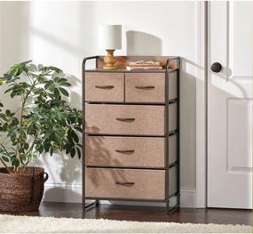 img 3 attached to 🗄️ mDesign Tall Dresser Storage Chest - Versatile Vanity Furniture Cabinet Tower for Organizing Bedroom, Office, and Closet - Textured Print - 5 Convenient Removable Drawers - Coffee/Espresso Brown