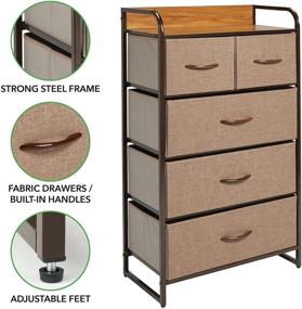 img 2 attached to 🗄️ mDesign Tall Dresser Storage Chest - Versatile Vanity Furniture Cabinet Tower for Organizing Bedroom, Office, and Closet - Textured Print - 5 Convenient Removable Drawers - Coffee/Espresso Brown