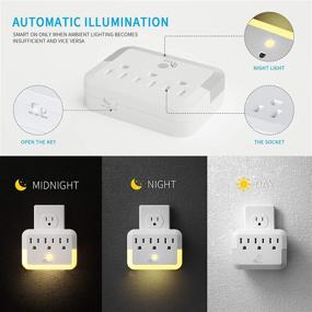 img 3 attached to 🔌 2-Pack ONSMART Outlet Extender with Dusk-to-Dawn Sensor and Warm White LED Nightlight - Multi Plug Outlet Splitter and Wall Outlet Expander for Home Use