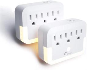 img 4 attached to 🔌 2-Pack ONSMART Outlet Extender with Dusk-to-Dawn Sensor and Warm White LED Nightlight - Multi Plug Outlet Splitter and Wall Outlet Expander for Home Use