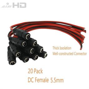 img 2 attached to 💡 AimHD 20 Pack Female Power Pigtail DC 5.5mm x 2.1mm Connectors: Upgraded AWG for CCTV Surveillance, Security Camera System, and LED Strips Transformer Connection