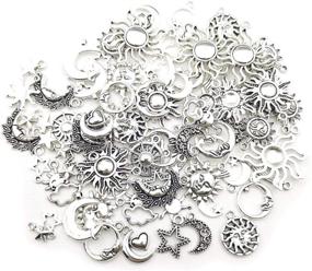 img 3 attached to Youdiyla 80 pcs Craft Supplies Mixed Antique Silver Sun Moon Stars Charms Pendants for DIY Crafting, Jewelry Findings Making Accessory - Necklace Bracelet HM250