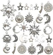 youdiyla 80 pcs craft supplies mixed antique silver sun moon stars charms pendants for diy crafting, jewelry findings making accessory - necklace bracelet hm250 logo