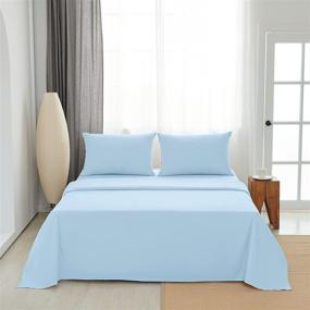 img 1 attached to Saintrra Full Size Bed Sheet Set - 4 Piece Ultra Soft Microfiber Bedding Sheet & Pillowcase Set with 1 Flat Sheet + 1 Fitted Sheet + 2 Pillowcases, Deep Pocket Sheet Set for Full Mattress, Light Blue