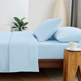 img 4 attached to Saintrra Full Size Bed Sheet Set - 4 Piece Ultra Soft Microfiber Bedding Sheet & Pillowcase Set with 1 Flat Sheet + 1 Fitted Sheet + 2 Pillowcases, Deep Pocket Sheet Set for Full Mattress, Light Blue