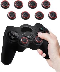 img 4 attached to 🎮 Fosmon Analog Stick Joystick Controller Thumb Grips for PS4, PS3, Xbox ONE, ONE X, ONE S, 360, Wii U (Black and Red) - Set of 8