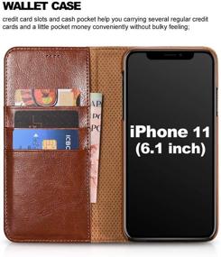 img 3 attached to 📱 iCarerCase iPhone 11 Wallet Case: Folio Flip Magnetic PU Leather Cover with Kickstand and Credit Card Slots for iPhone 11 6.1 inch 2019 - Brown