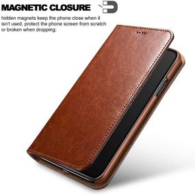 img 2 attached to 📱 iCarerCase iPhone 11 Wallet Case: Folio Flip Magnetic PU Leather Cover with Kickstand and Credit Card Slots for iPhone 11 6.1 inch 2019 - Brown